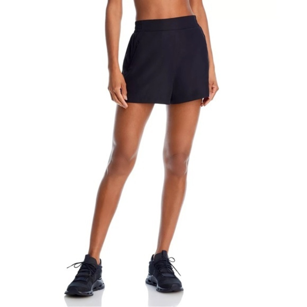 Aqua Athletic Flat Front Running Shorts – Size L Black Built-In Briefs